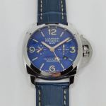 Buy Online Copy Panerai Luminor GMT PAM00670 Blue Dial Blue Leather Strap Watch